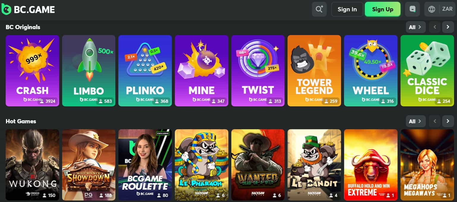 anonymous casinos bc.game slots