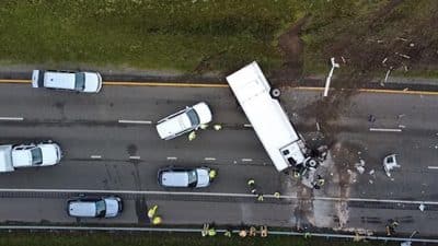PWC box truck accident fire one dead